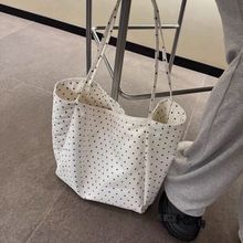 韩风简约波点帆布包包少女学生可爱百搭通勤包单肩通勤包外贸批发