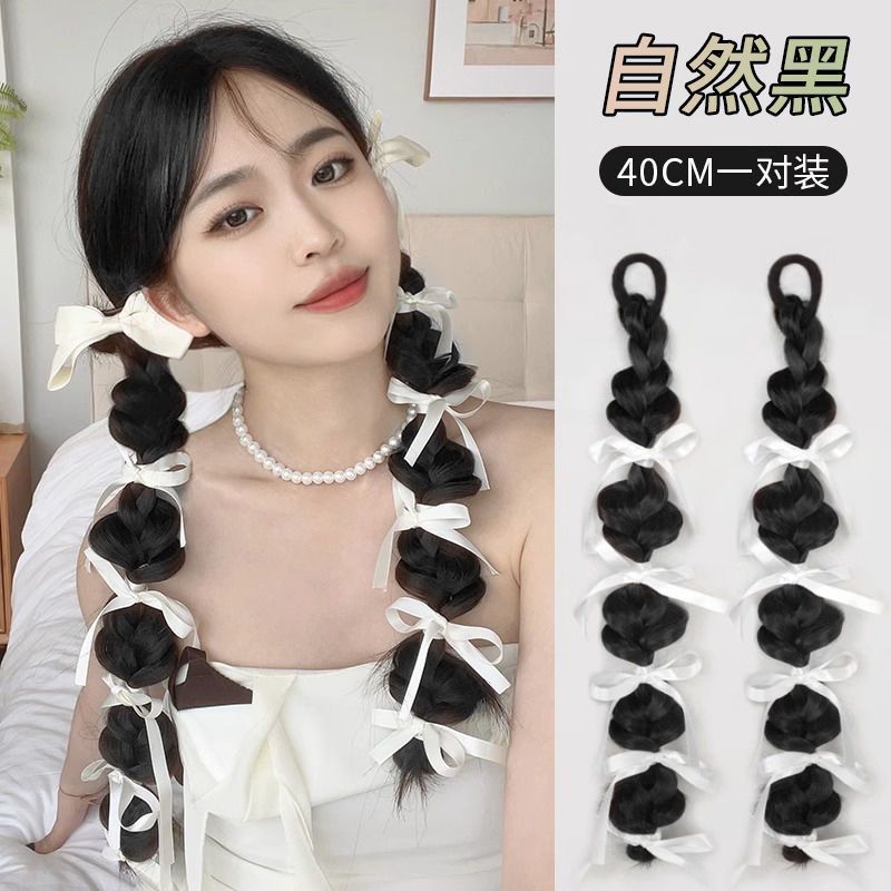 Cinta burbuja trenza peluca Cola de Caballo hembra Ballet chica flor brote trenza larga trenza de boxeo imitación completa pelo humano real linterna trenza