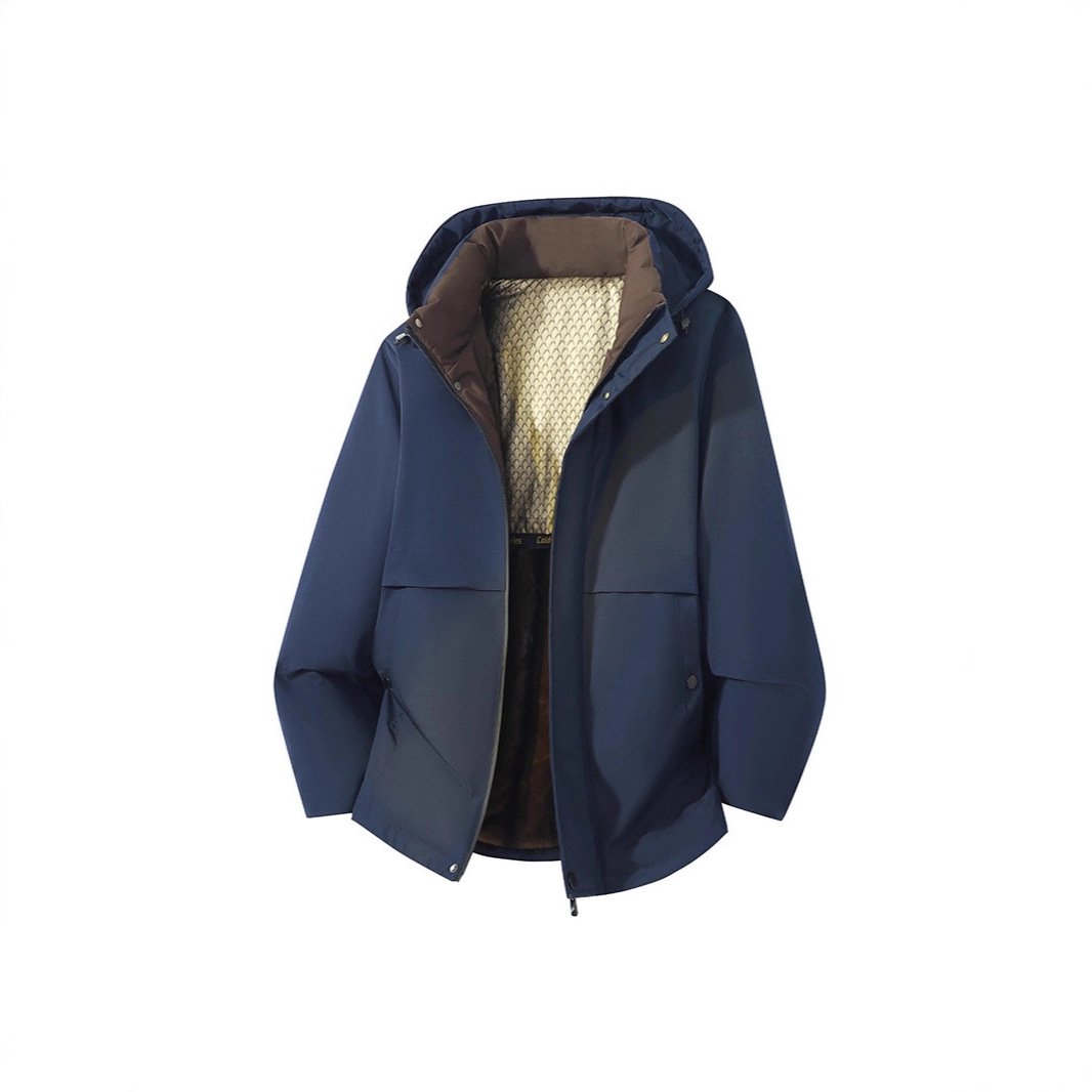 Winter Coat Men's Thickened Padded Jacket Business Casual Down Padded Jacket Medium And Long Padded Jacket Men's Black Gold Warm_viptrois.com