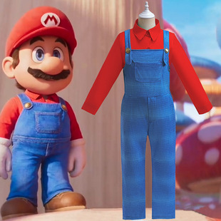 European and American New Super Horsepower Movie cosplay Mario Two-Piece Set Boys' Party Performance Set