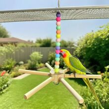 跨境鹦鹉鸟玩具笼内旋转站架风车彩珠站棒旋转游乐用品批发
