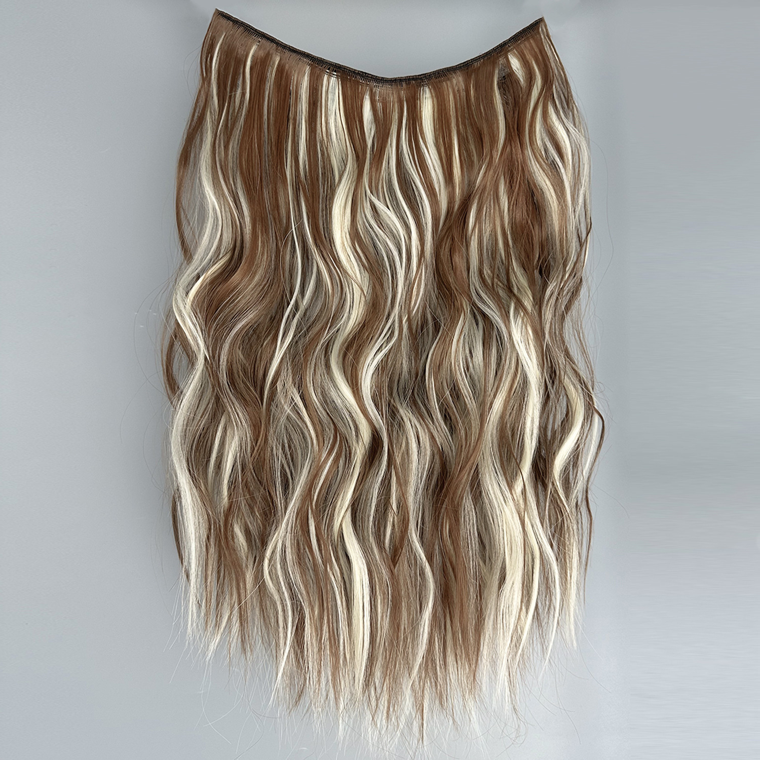 Peruca de cabello rizado en forma de U flácida, aumento de cabello, peruca de cabello simulada de una pieza, cabello largo femenino, cabello invisible sin huellas.