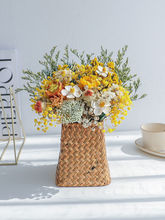 北欧风满天星干花花束清新田园花篮客厅家居真花文艺编织装饰摆件