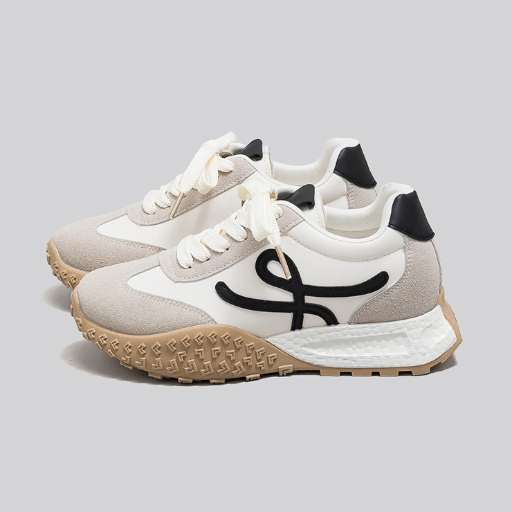 Casual Sneakers for Women with Hidden Height Increase, Versatile Thick-Soled German Training Shoes, White Retro Dad Shoes F8865