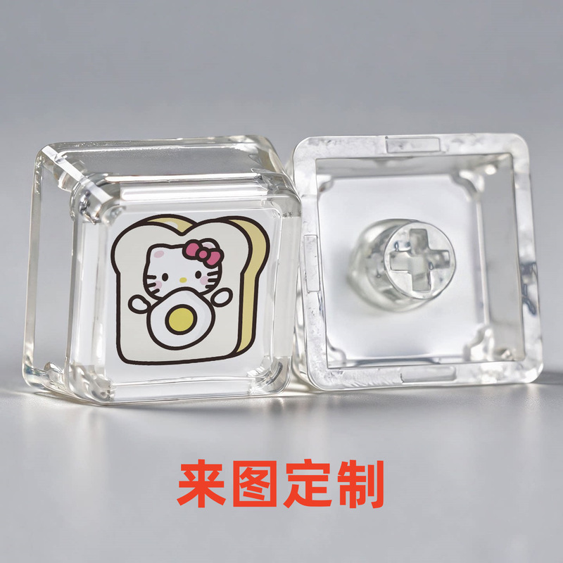 Custom-made Hello Kitty translucent keycap, single ESC key, for mechanical keyboard replacement