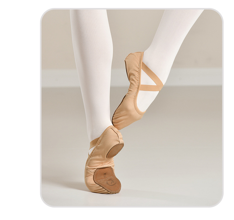 Ballettschuhe aus elastischem Stoff, Übungsschuhe für Erwachsene, weiche Sohle, Katzenkrallenprofil, kein Schnüren erforderlich, Kindertanzschuhe_voghion.com