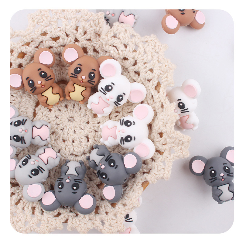 Productos para bebés animados animales 3D ratones pequeños dientes creativos DIY baby molar chupetas anti-caída accesorios de cadena
