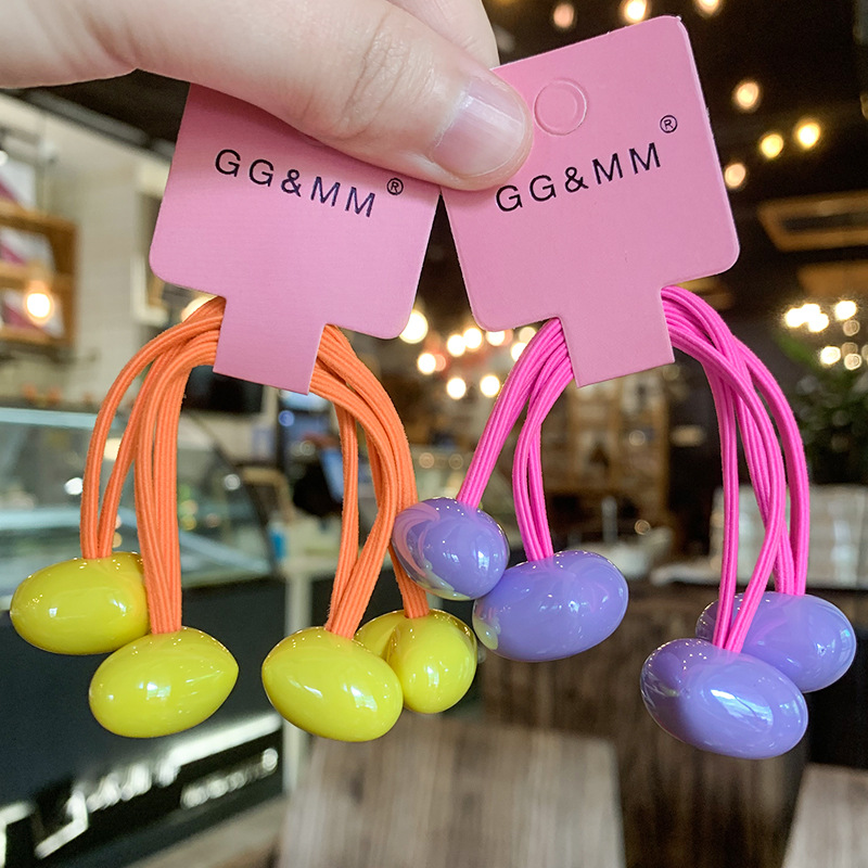 20g Weight Hair Tie Hair Accessories Type 2 Pieces Per Card Quantity Holiday, Daily Occasion Acrylic Material Color Block, Heart Shape Pattern Kid'S Gender Cute, Sweet Style Cute Sweet Kid'S Color Block Heart Shape Arylic Hair Tie 13