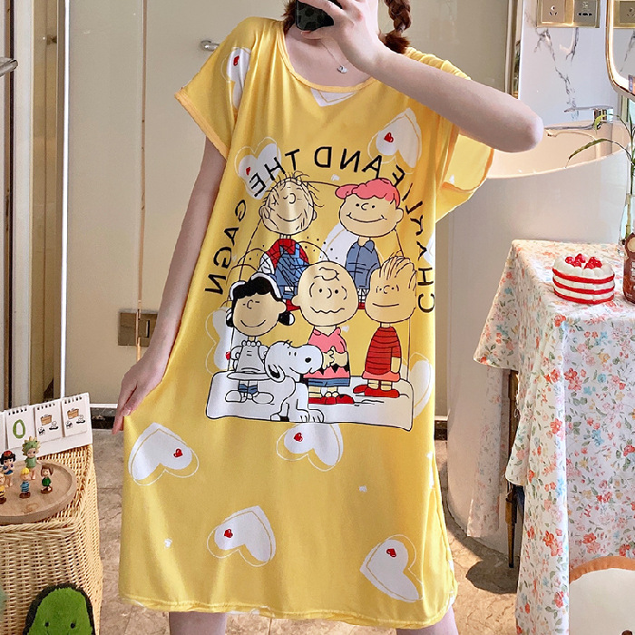 Ventas directas de la fábrica una variedad de pijamas camisón de las mujeres Vestido de manga corta suelta de dibujos animados de verano transfronterizo Comercio exterior al por mayor Sudeste de Asia