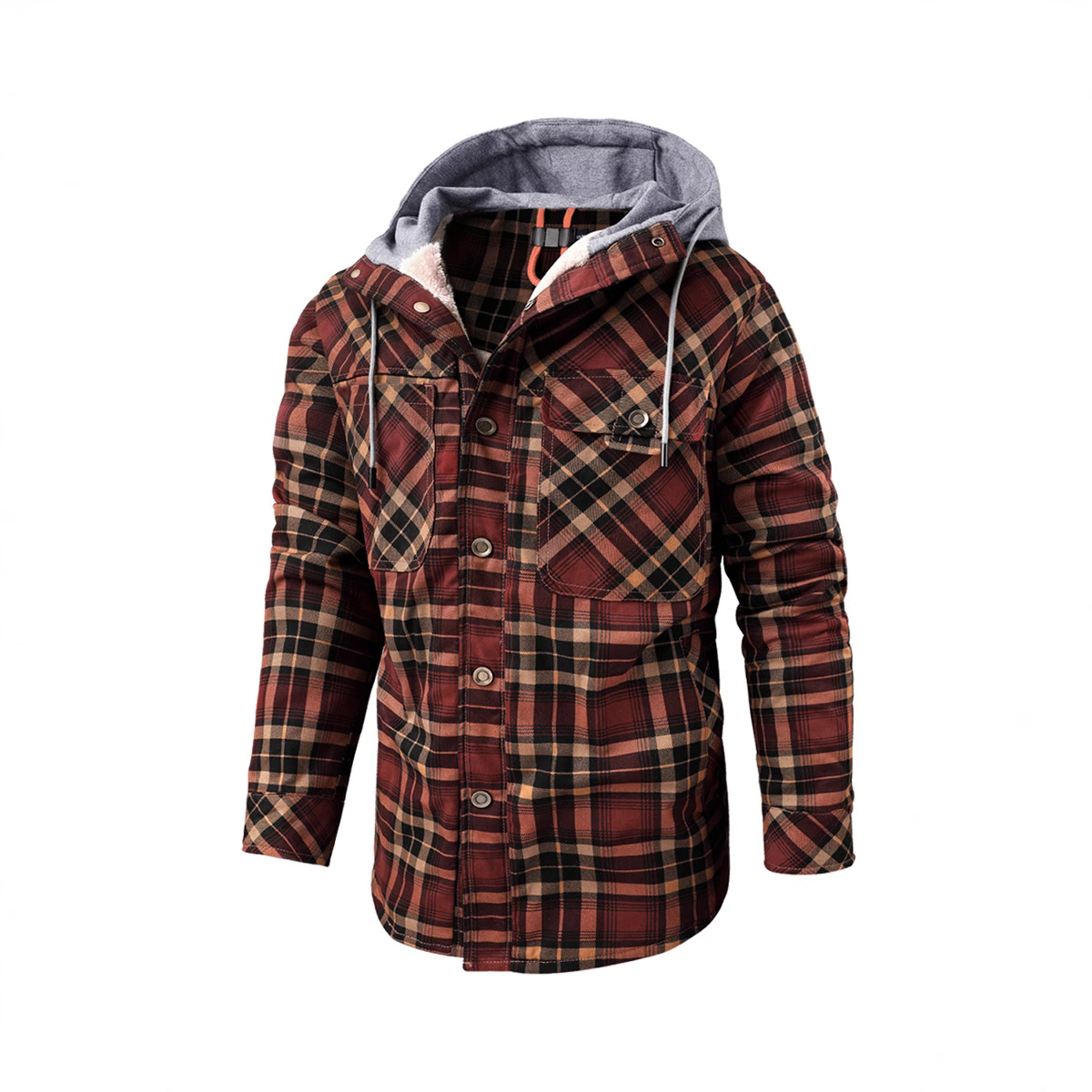 2023 transfronteriza especial de invierno de los hombres a cuadros de punto con capucha Camisa de algodón y engrosamiento chaqueta