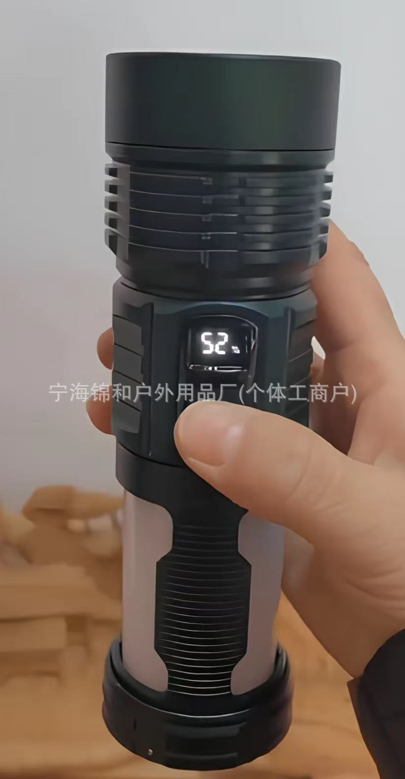 Cross-border multifunctional white laser portable high-intensity digital display zoomable rechargeable three-light source camping lantern flashlight