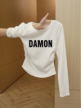 白色长袖t恤女秋季2025新款洋气棉短款内搭打底衫高级修身上衣