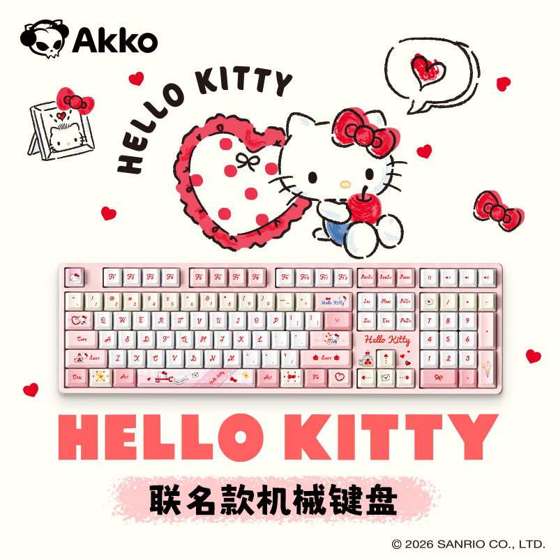 Akko 5108 V5 Hellokitty Two-Dimensional Co-Branded Keyboard for Office and Gaming, Universal Hot-Swappable 108 Keys Akko 5108 V5 Hellokitty Two-Dimensional Co-Branded Keyboard for Office and Gaming, Universal Hot-Swappable 108 Keys