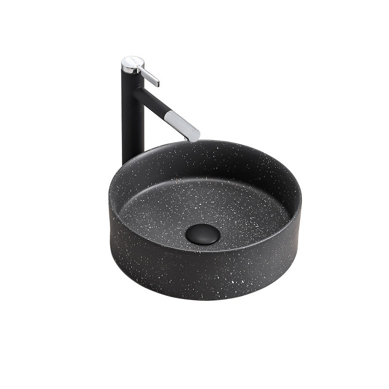Ronda borde Delgado Cuenca del arte Mesa integrada lavabo de cerámica Hotel negro simple lavabo del baño