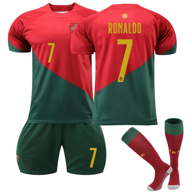 2223 Portugal World Cup Home Football Suit suit No.7 Ronaldo Jersey Children's Adult Short-sleeved Competition Suit