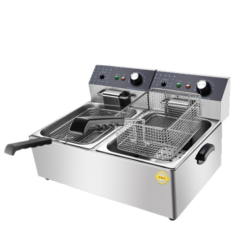 Freidora eléctrica comercial de un solo cilindro y dos cilindros gruesa para freidora de patatas fritas de gran capacidad para estando de doble cilindro de aceite