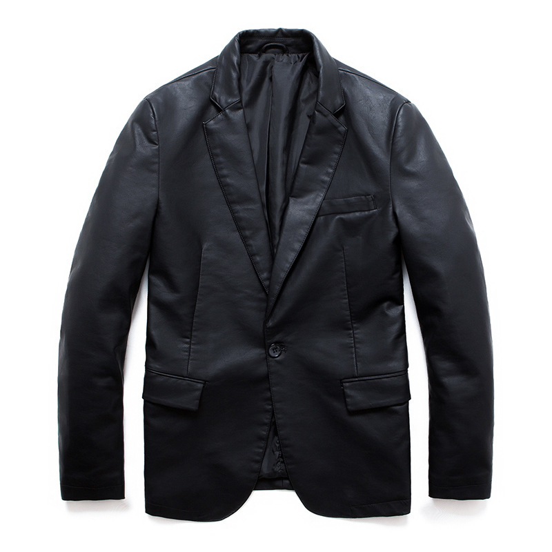Men's Spring and Autumn Foreign Trade Leather Suit Water Laundry Men's Amazon Single Breasted Jacket Youth Jacket