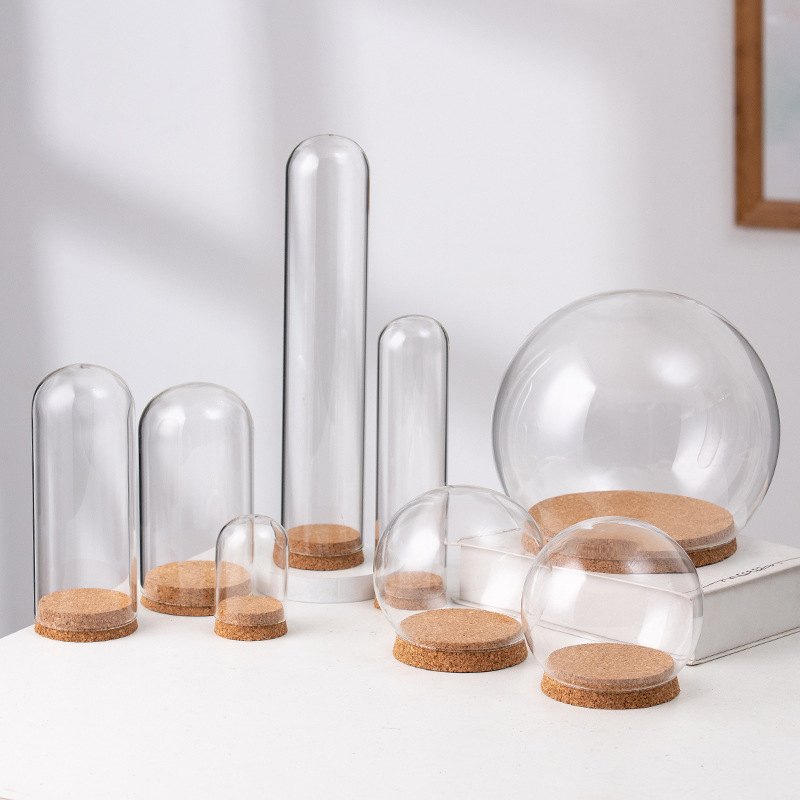 Factory direct supply eternal flower Cork glass cover DIY hand-made blind box clay soft pottery micro-landscape dust cover