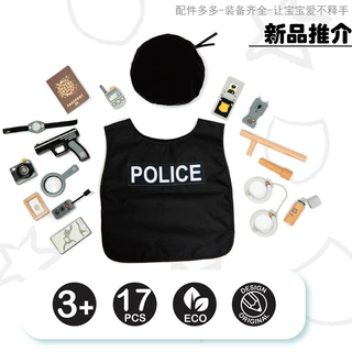 跨境ce儿童仿真国际刑警套装police衣服手枪模型角色扮演警察玩具