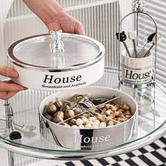 Nordic Style Double Layer Divided Fruit Bowl Household High-Quality Creative Dry Fruit Box Ceramic Snack Candy Plate Home Goodies