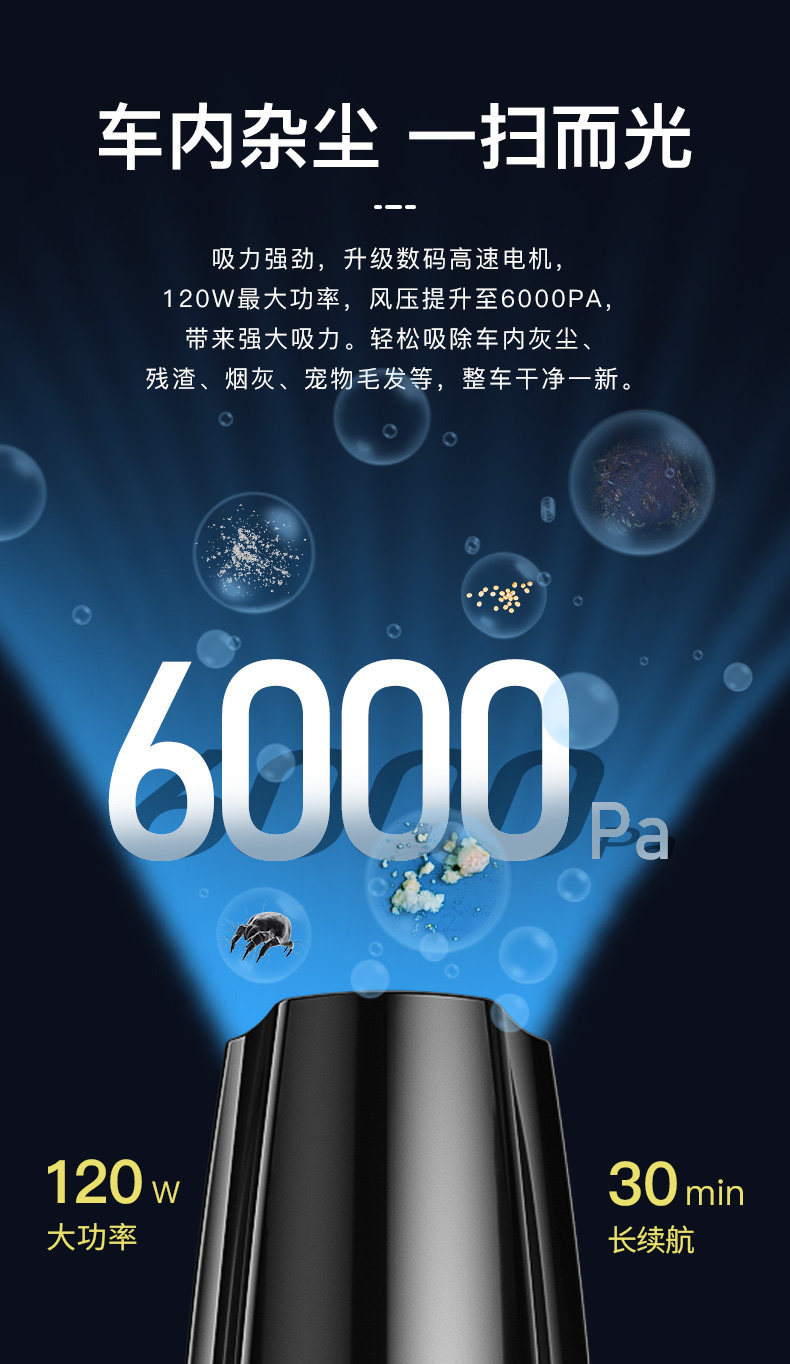 Wireless Car Vacuum Cleaner, High-Power, Powerful, Dual-Purpose for Home and Car, Portable Handheld Dust Remover for Small Cars