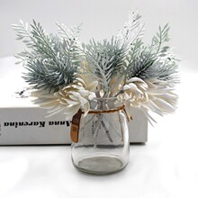 12束银白色松针仿真绿植假植物家居插花diy材料节日装饰造景摆件
