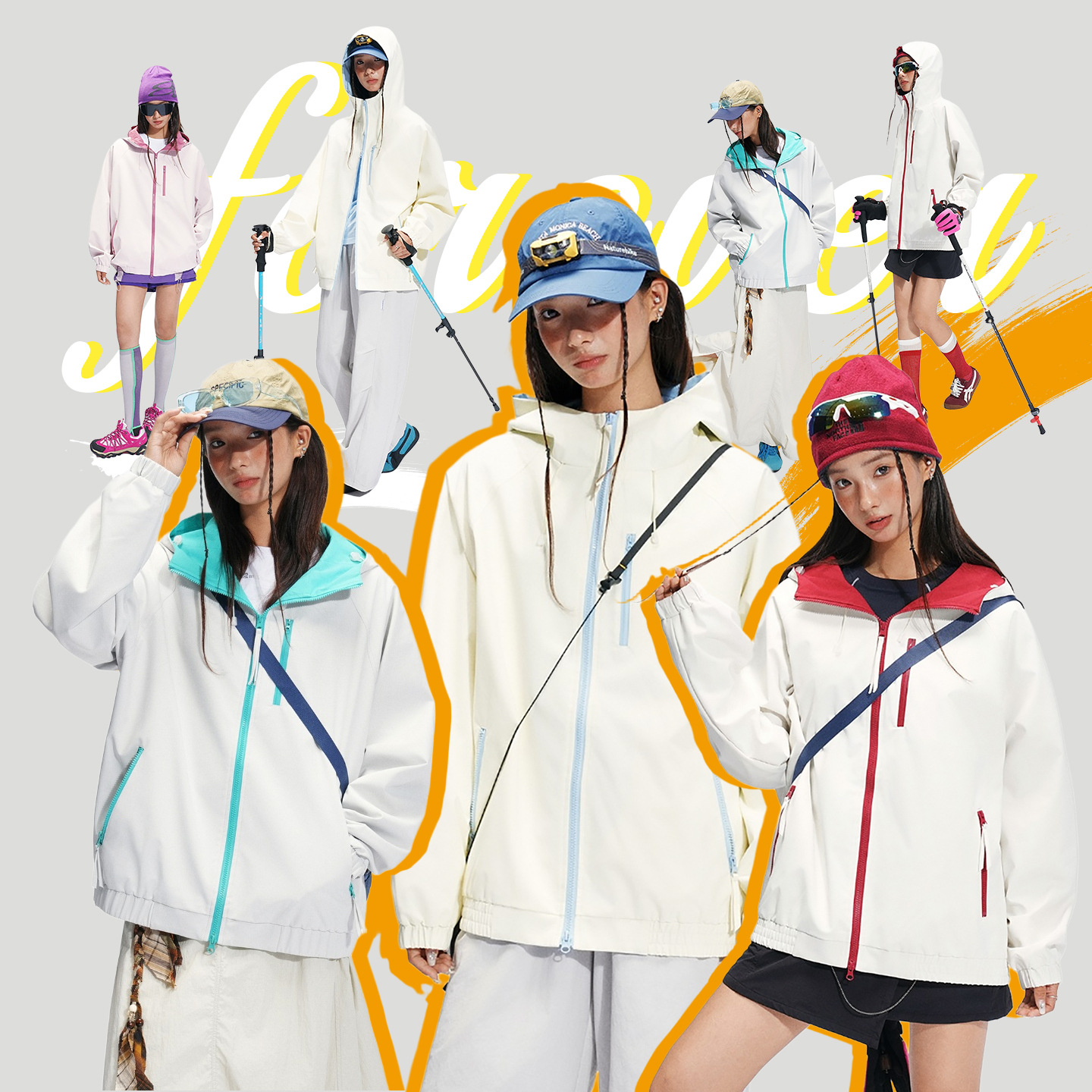 Dopamine Color Matching Jacket for Men and Women, Spring & Fall Single-Layer Thin Windproof and Waterproof Mountaineering Jacket with Team Printed Logo