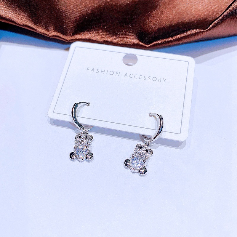 Womenu0027S Fashion Bear Copper Earrings Inlaid zircon Zircon Drop Earrings