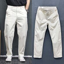日系纯棉休闲裤男士2025夏季宽松百搭裤子新款简约纯色直筒长裤