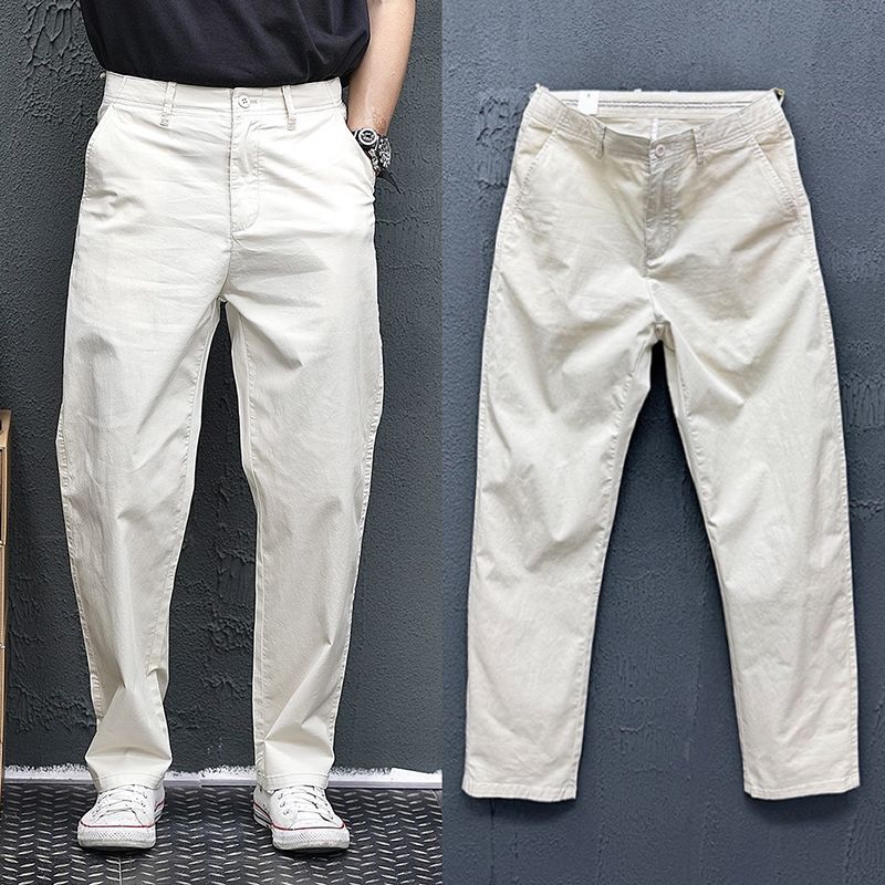 Japanese-Style Pure Cotton Casual Pants for Men 2025 Summer Loose Versatile Pants New Simple Solid Color Straight Long Pants