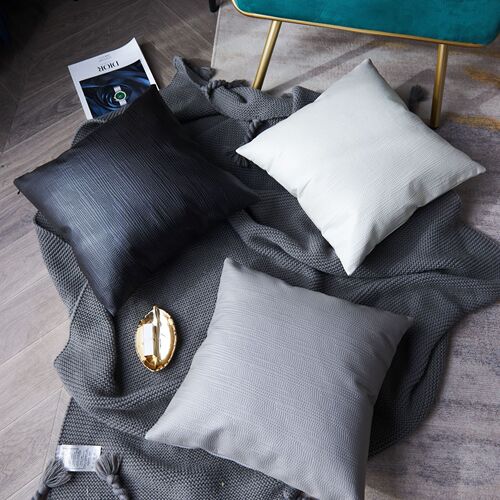 Xuai new style pillow for living room light luxury Italian simple technology cloth embossed double-sided soft solid color pillow case