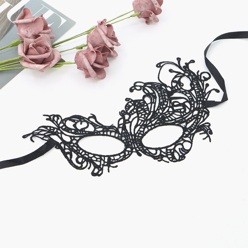 Transfronterizos exclusivos para ojos de encaje negro, fiestas de Halloween, máscaras de mitad de cara, suministros de Navidad
