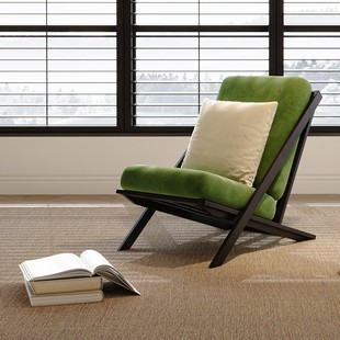 Retro Cream Leisure Chair Living Room Balcony Single Sofa Chair Modern Simple B&B Fabric Backrest Lazy Lounge Chair