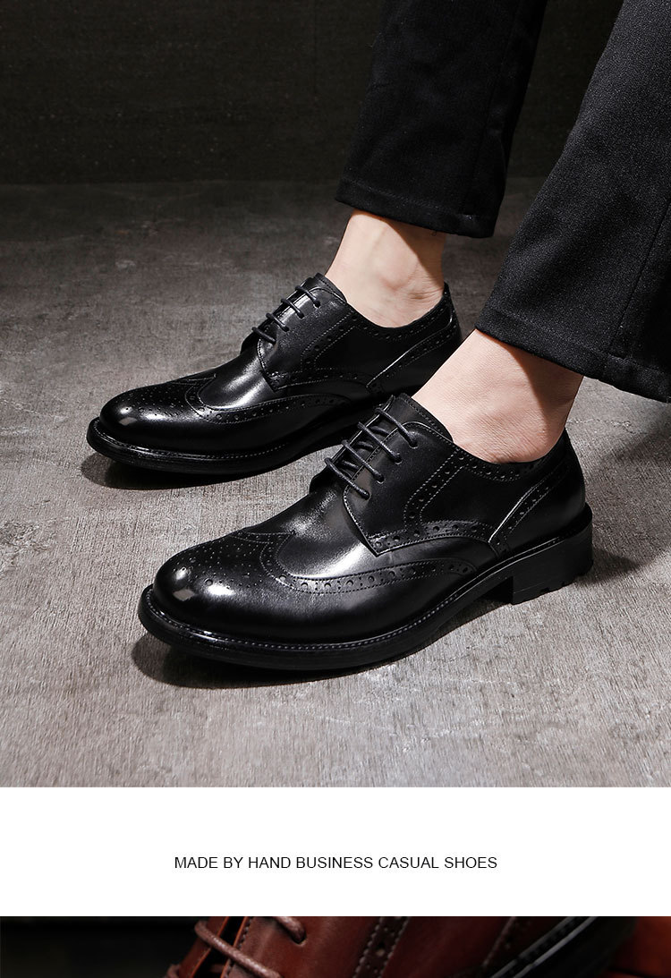 Plus-size leather shoes Business dress leather shoes for men British vintage wash horse Leather wedding shoes_vogvips.com