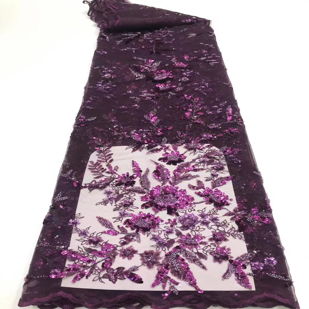 Industria pesada de malla de moda hecha a mano con cuentas bordado de lentejuelas bordado flor tela vestido de novia etapa moda tela JX2122 image 4