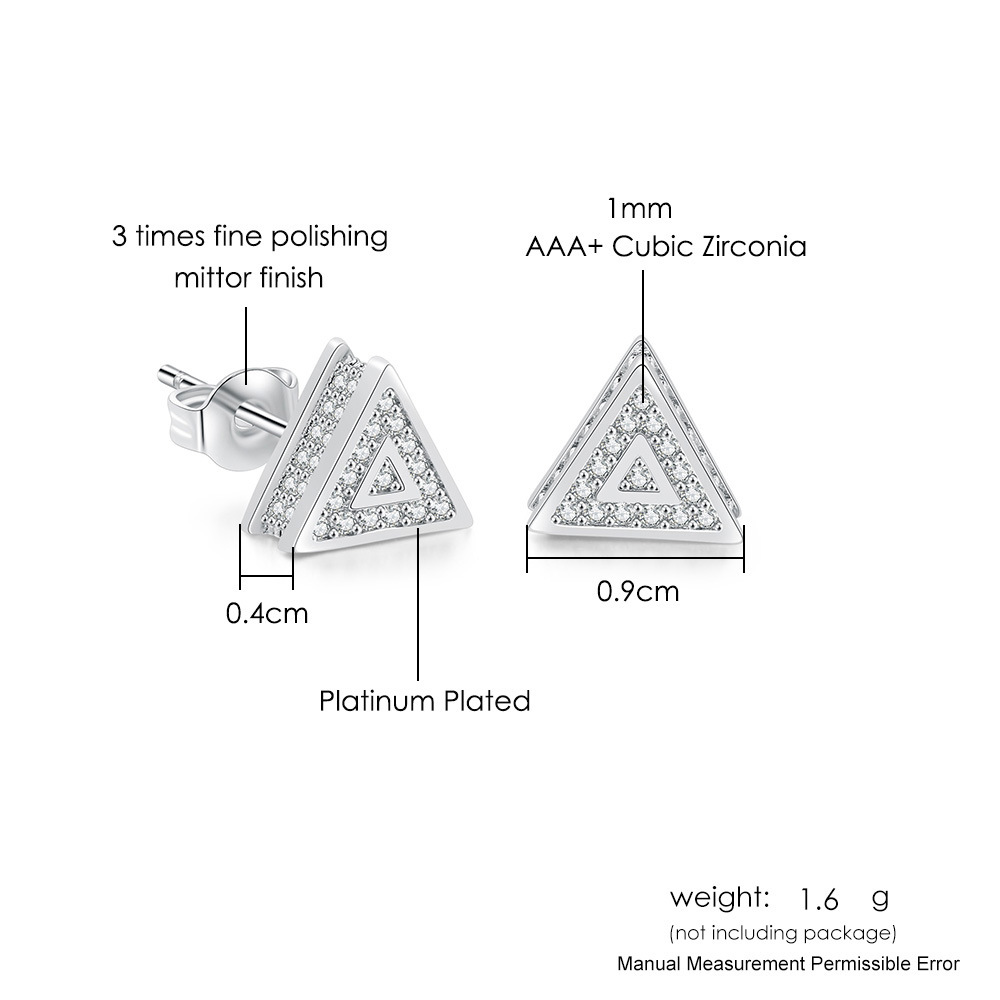 Popular Triangle Hip Hop for Men, Colorful Electroplated Full Zircon Earrings, Trendy Earrings_voghion.com