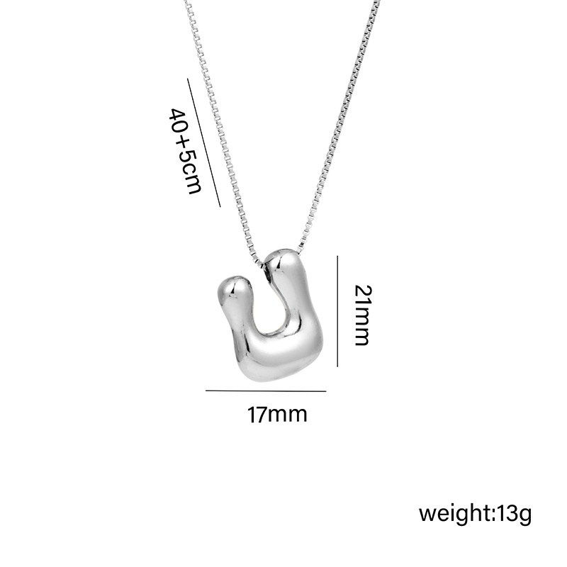 12g Weight Vacuum Plating Gold Plating Process White Gold Plated Plating Material Copper Pendant Material Pendant Necklace Classification Copper Chain Material 1 Piece Quantity Daily Occasion Copper Material Letter Pattern Women's Gender Plating Design Basic Style Copper White Gold Plated Basic Plating Letter Pendant Necklace 21