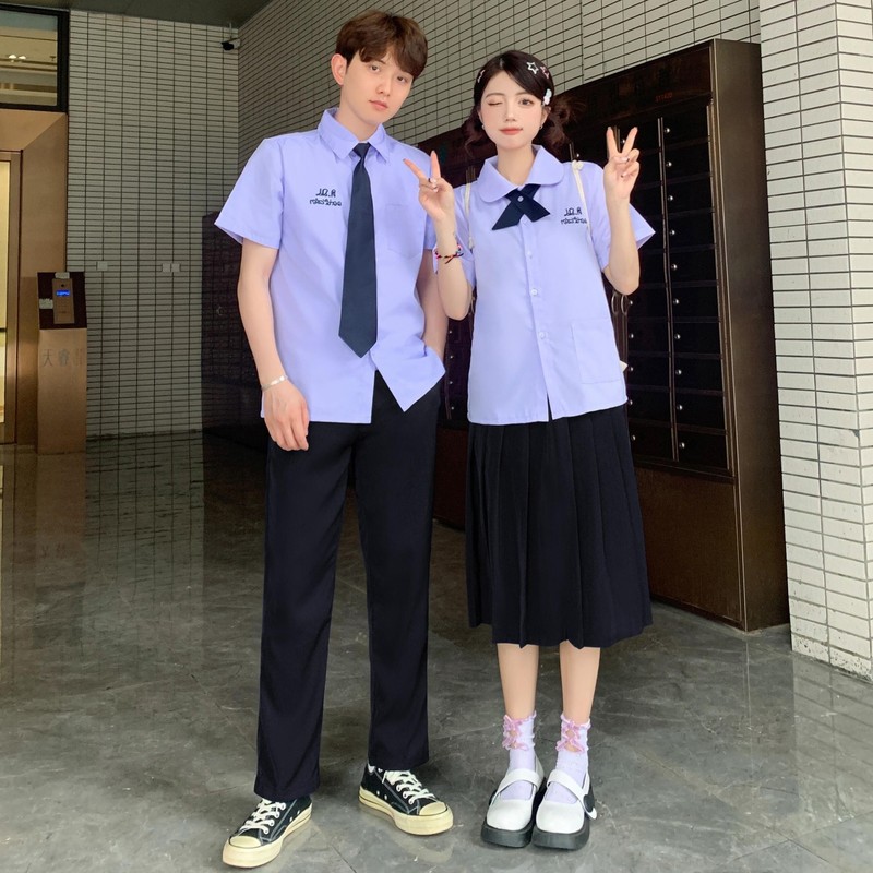 タイの学校制服 JK パフォーマンス服カレッジスタイル中学生と高校生半袖シャツ夏の卒業式制服スーツ|undefined