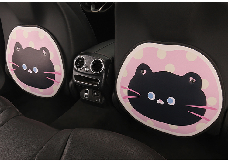 Cartoon Cat Car Seat Back Anti-Kick Pad for Women, Car Seat Anti-Stain Pad for Children, Anti-Dirt Pad, Rear Seat Anti-Collision Pad
