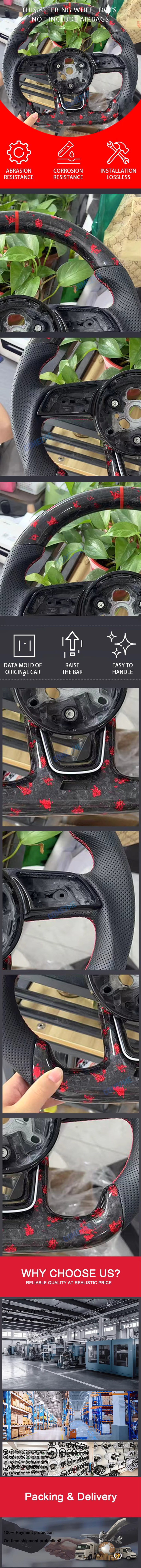 Suitable for Audi RS3 RS4 RS5 A3 A4 A5 S3 S5 red forged carbon fiber steering wheel