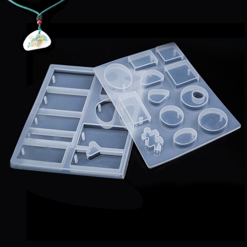 Crystal glue mold silicone necklace silicone DIY handmade jewelry water drop square oval puzzle with hole mold ear