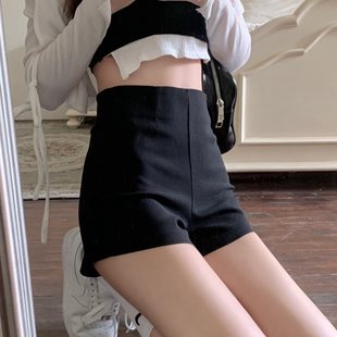 Lost Clothes, Black Shorts for Women, New Summer Style, Stretch Hot Pants That Can Be Worn Outside, High-Waisted Spring and Summer Anti-Exposure Pants
