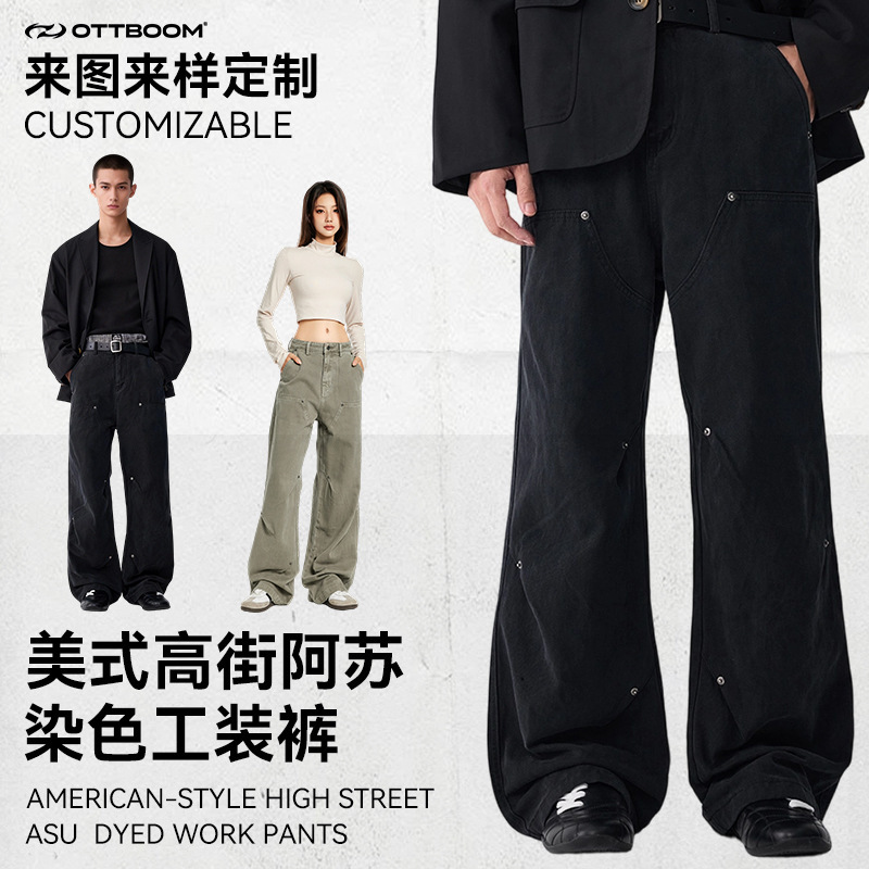 Straight-Leg Work Pants for Men, Casual Pants, Pure Cotton, Youth High Street Style, Carhartt Men's Pants, Men's Pure Cotton Work Pants