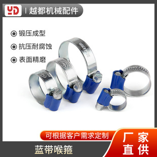 in stock wholesale blue belt throat hoop stainless steel hoop strong fire hose clamp water pipe pipe clamp buckle joint