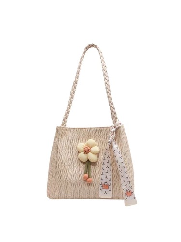 Vacation seaside woven straw bag women's large capacity  new rattan portable shoulder bag commuter tote bag