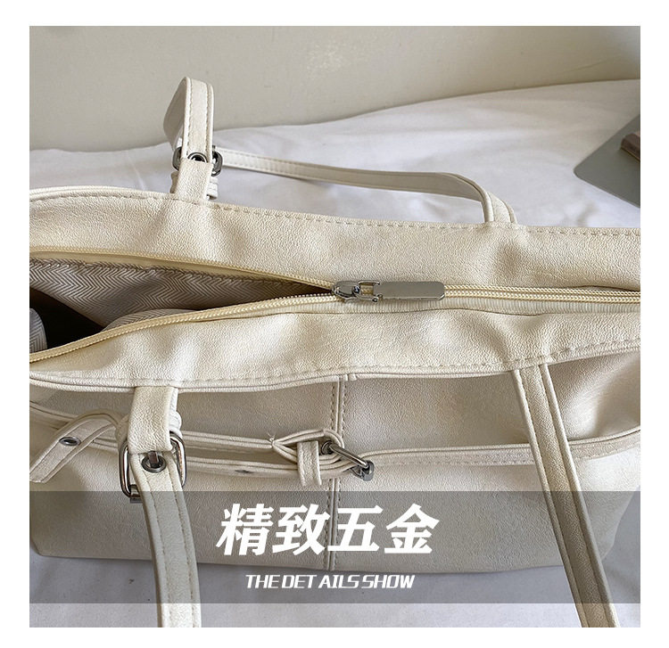 Túi nách nữ dáng hộp ngang phong cách đường phố, túi tote đeo vai đơn giản dung lượng lớn — Bạc không có mặt dây chuyền, Gạo trắng không có mặt dây chuyền, Màu cà phê Không có mặt dây chuyền, Màu hồng không có mặt dây chuyền chi tiết 12