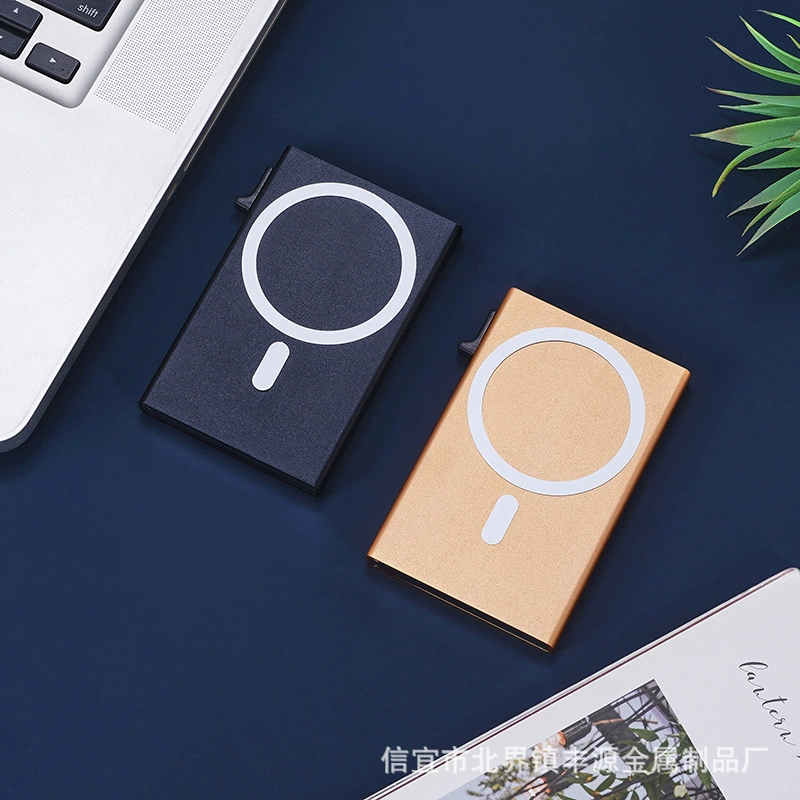 Металлический чехол для карт с блокировкой RFID, магнитное удержание MagSafe, алюминиевый карт‑бокс для iPhone