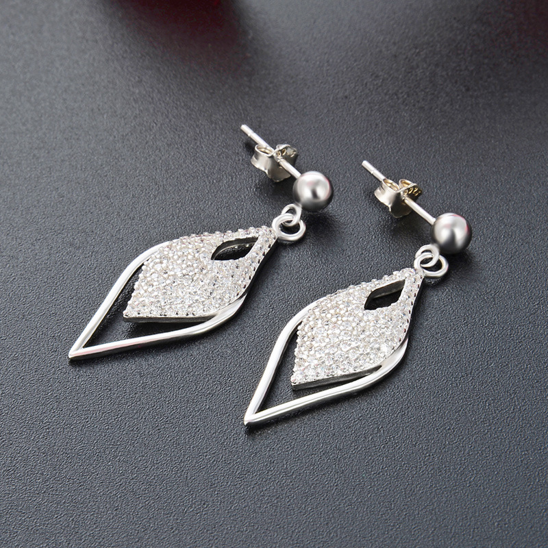 Estilo japonés y coreano simple geométrico ZIRCON pendientes s925 plata esterlina diamante-incrustado moda ol diamante pendientes para mujeres