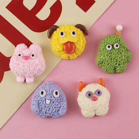 Furry Monster suit Cartoon Resin Jewelry Accessories DIY Phone Case Cream Gel Handmade Hairpin Small Patch