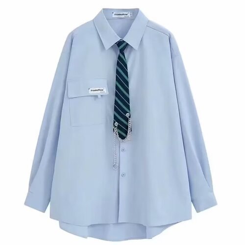 Men's Long-Sleeve Literary Collar Shirt, Spring and Autumn Casual College Style, Hong Kong Style, Japanese Graduation Class Uniform Shirt and Outerwear